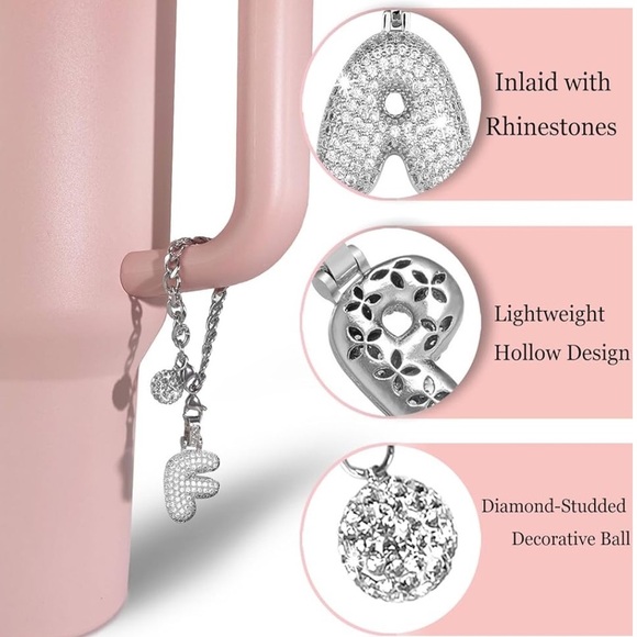 Silver initial bubble Bag Charm - Picture 2 of 3